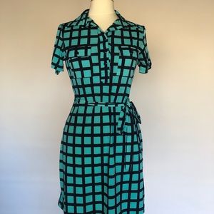 Turquoise and navy dress